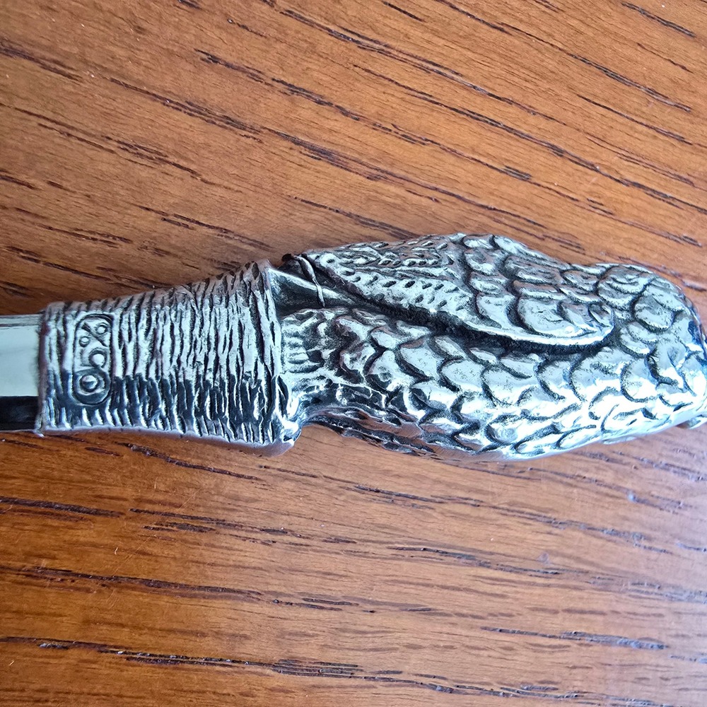 Pewter Owl Figural Letter Opener Silver Tone Stainless Desk Office Accessory - Picture 7 of 8
